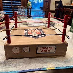 Vintage AWA Wrestling Ring Toy Complete with Ropes 1980s w/ 2 original figures